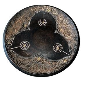 Artisan Fire Clay Platter Unique Bowl Dish Art Piece Handcrafted